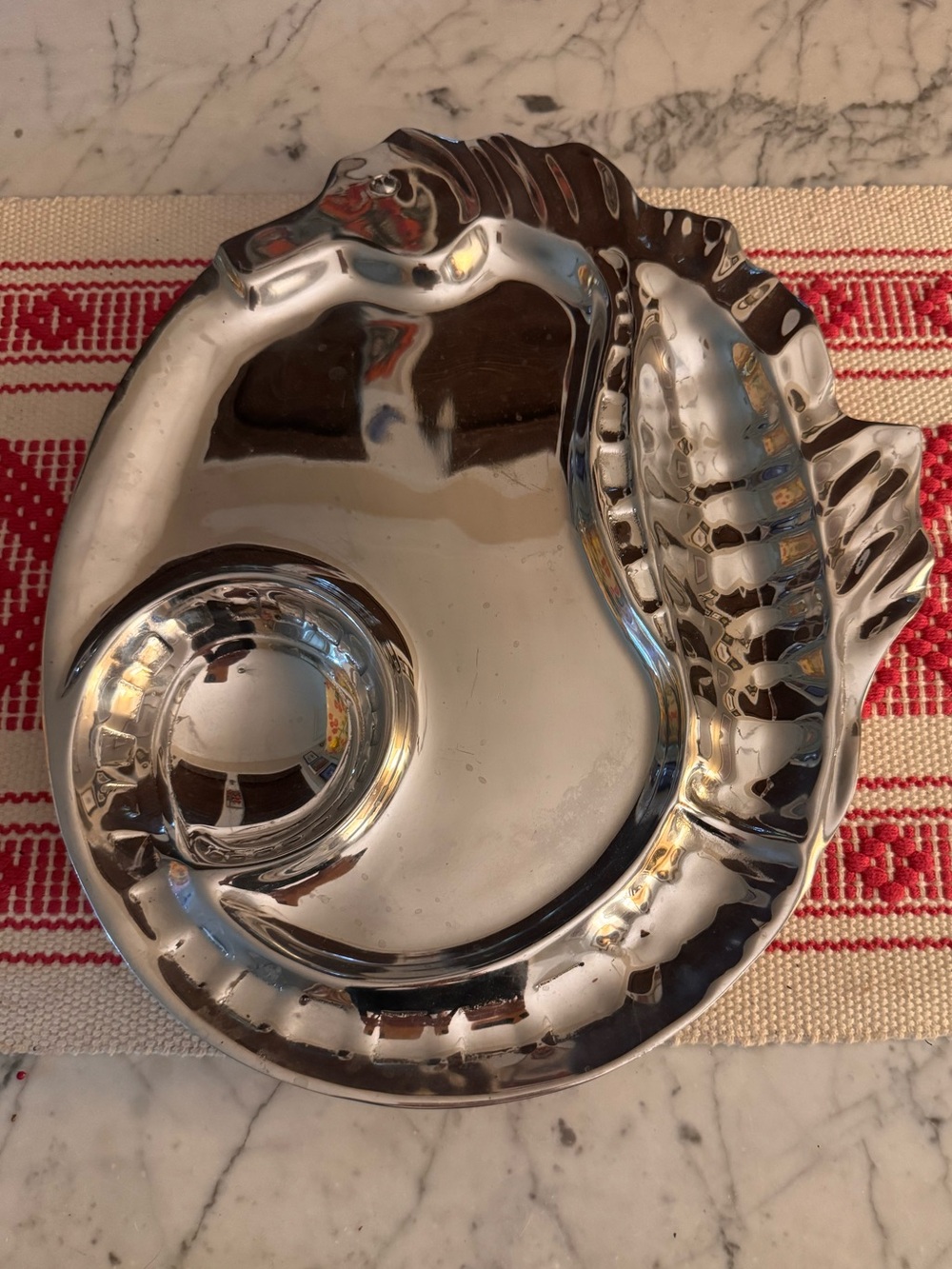 Mariposa seahorse serving platter. EUC